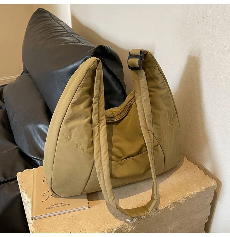 Trendy Women's Soft Cloth Shoulder Bag Solid Color Student 2026 Spring Y2k Casual Style Big Handbags Crossbody Bags for Women