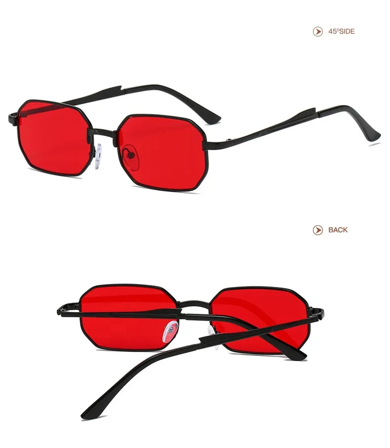 Narrow Sunglasses for Men Fashion Rectangle for Women Metal Luxury Brand Classic Sun Glasses