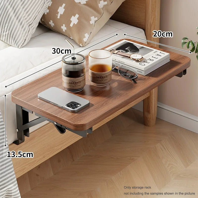 Foldable Bed Side Table Tray Organizer,Clip On Nightstand Bed Side Table Storage for Adult Kids,Bedside Shelf Desk Organizer