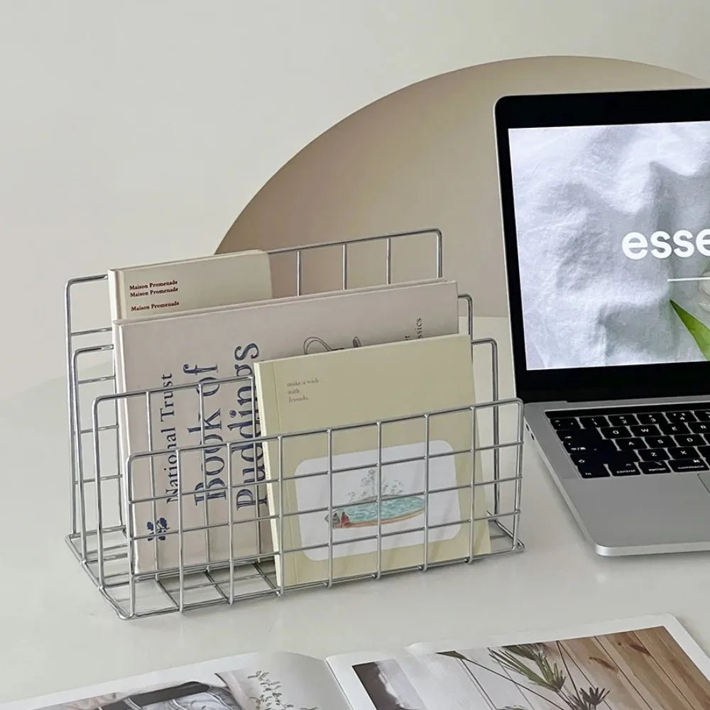 Ins Minimalist Iron Desktop Storage Rack Organizer Table Metal Organizing Rack Bookshelf Desk Multi-functional Storage Rack