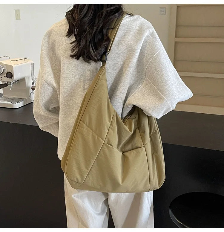 Trendy Women's Soft Cloth Shoulder Bag Solid Color Student 2026 Spring Y2k Casual Style Big Handbags Crossbody Bags for Women