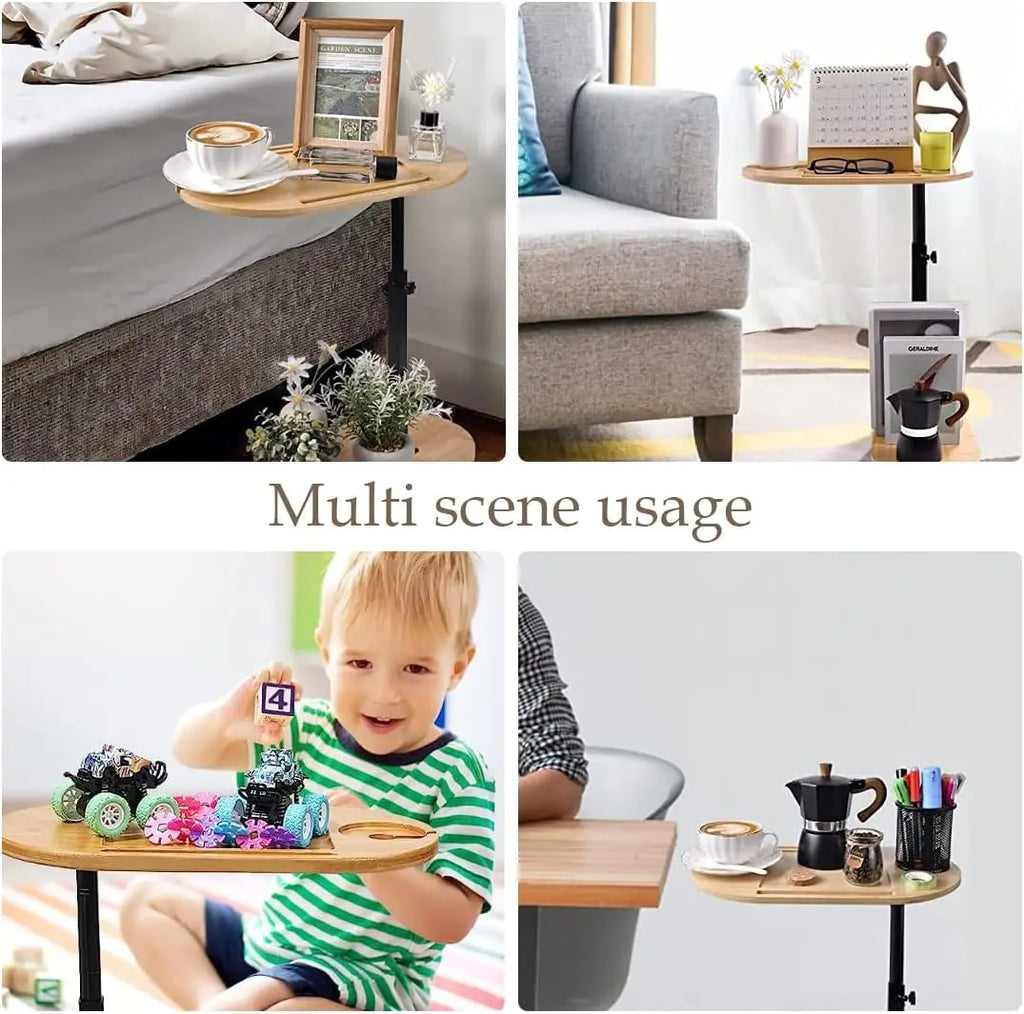 Bamboo Bathtub Side Tray Wooden Bathtub Tray Table Height Adjustable Freestanding Bath Caddy Tray Bathtub Side Table Home Spa