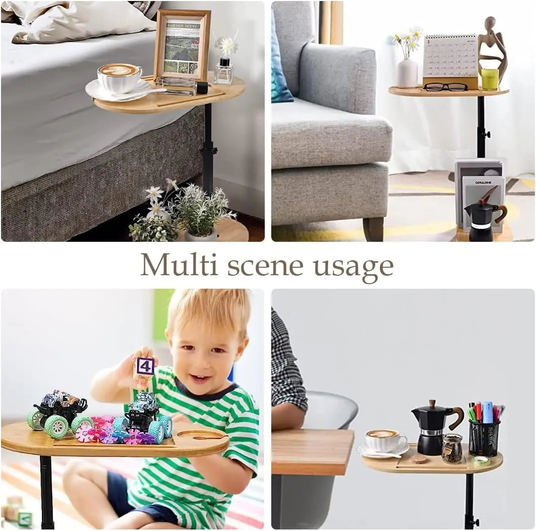 Bamboo Bathtub Side Tray Wooden Bathtub Tray Table Height Adjustable Freestanding Bath Caddy Tray Bathtub Side Table Home Spa