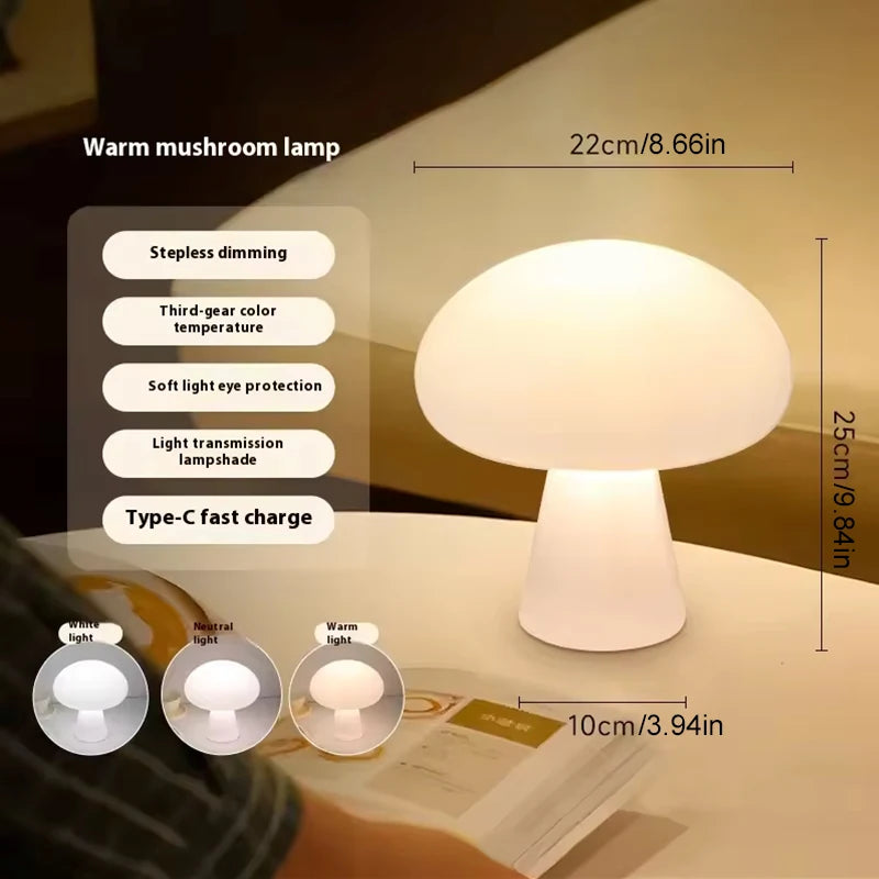 Classic Mushroom Table Lamp Modern Bauhaus Art Table Lamp Bedroom Bedside Lamp Danish Designer Orange Decorative Table Lamp