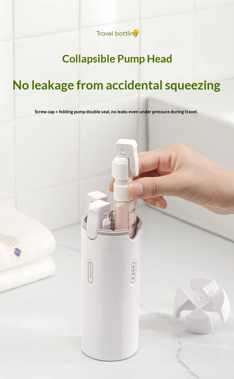 4-in-1 Travel Refillable Bottles, Portable Toiletries and Cosmetics Containers for Shampoo, Body Wash, Travel Storage Bottles