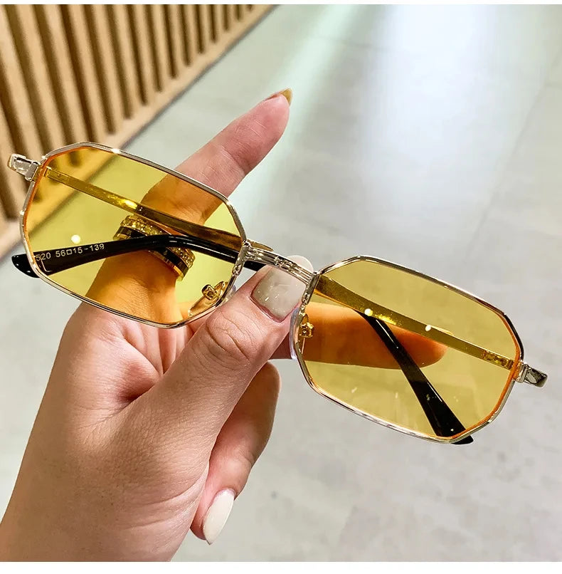 Narrow Sunglasses for Men Fashion Rectangle for Women Metal Luxury Brand Classic Sun Glasses