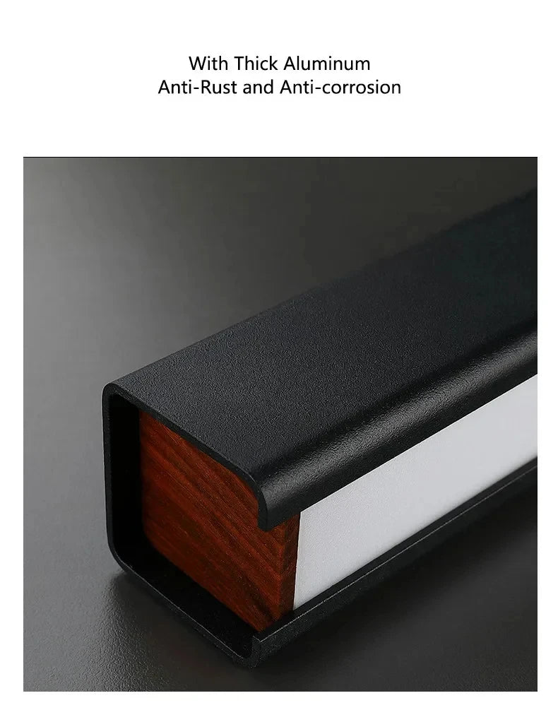 Nordic Minimalist Dining Table Pendant Lamp Modern Kitchen Bar Chandelier Black White Office Long Strip Hanging Light Fixture