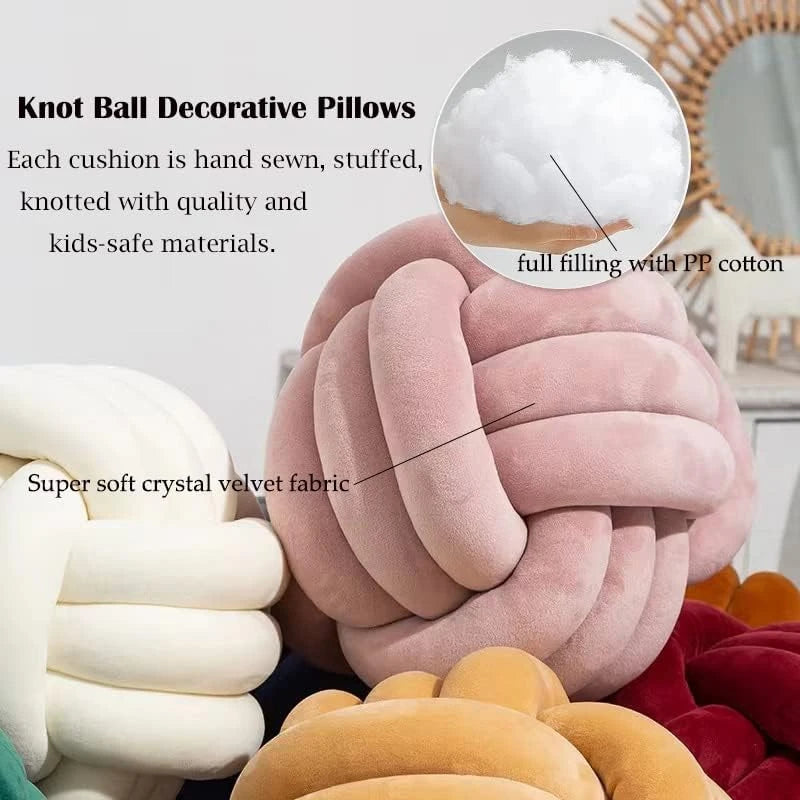 Knot Pillow Ball Round Throw Pillows Home Decor Cushion Decorative Aesthetic Handmade Throw Pillows Khaki Cream Pink White Black
