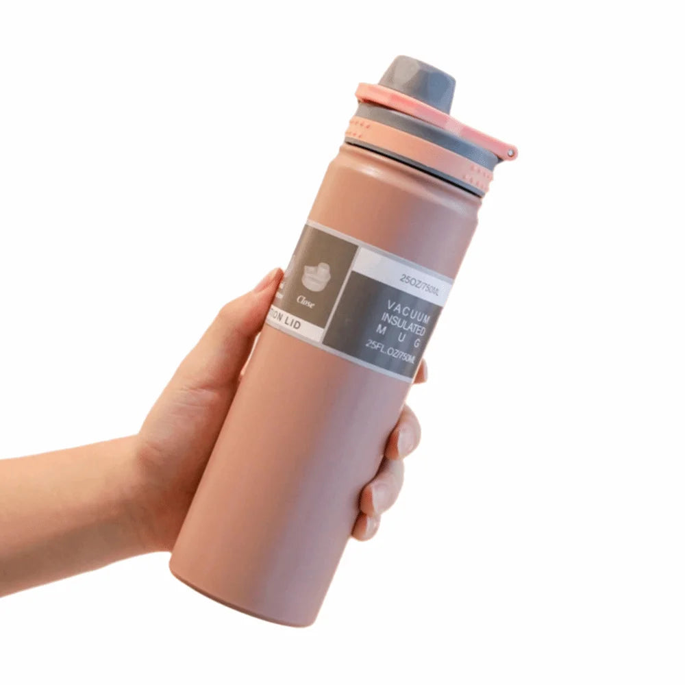 Reusable 750ML Thermal Water Bottle Large Capacity Leak Proof Sport Thermos Cup Handheld Wide Mouth Vacuum Flask Kitchenware