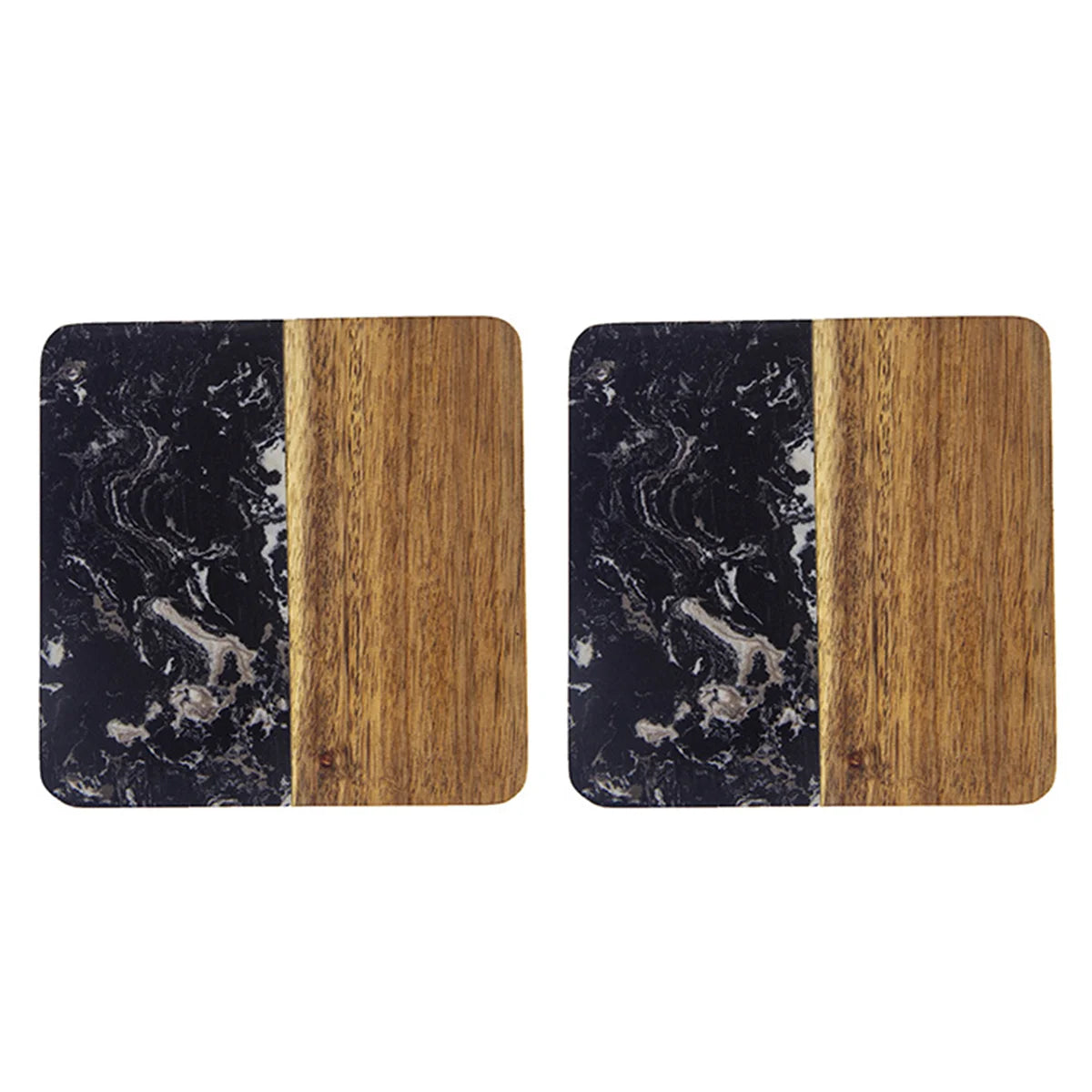 Stylish Wooden and Marble Coaster Set, Elegant Design for Coffee Tables, Durable, Perfect for Protecting Your Furniture