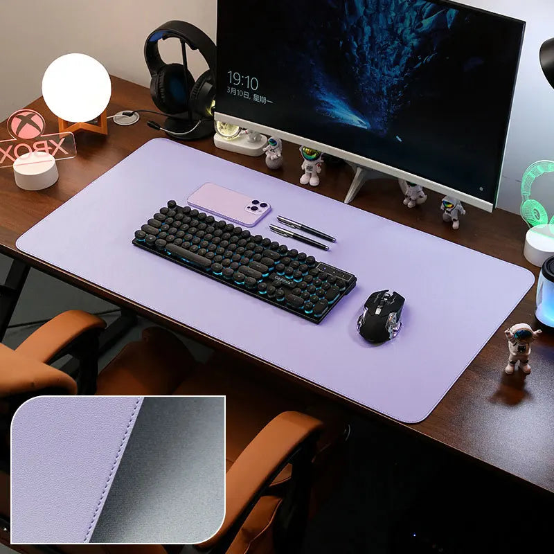 Leather Desk Pad Protector, Large Mouse Pad, Office Desk Mat, Non-Slip PU Leather with Stitched Edges Desk Blotter, Desktop Mat