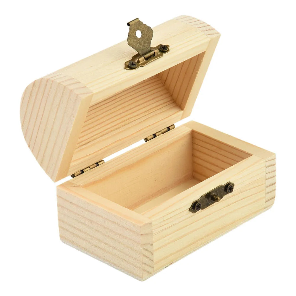 Decorate Wooden box Trinket Jewellery Keepsake Pine Plain Storage Wedding Wooden Arched Hinged Boxes Practical