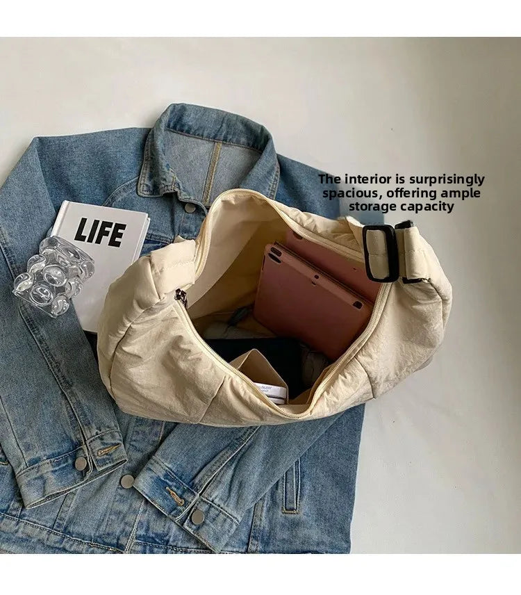 Trendy Women's Soft Cloth Shoulder Bag Solid Color Student 2026 Spring Y2k Casual Style Big Handbags Crossbody Bags for Women