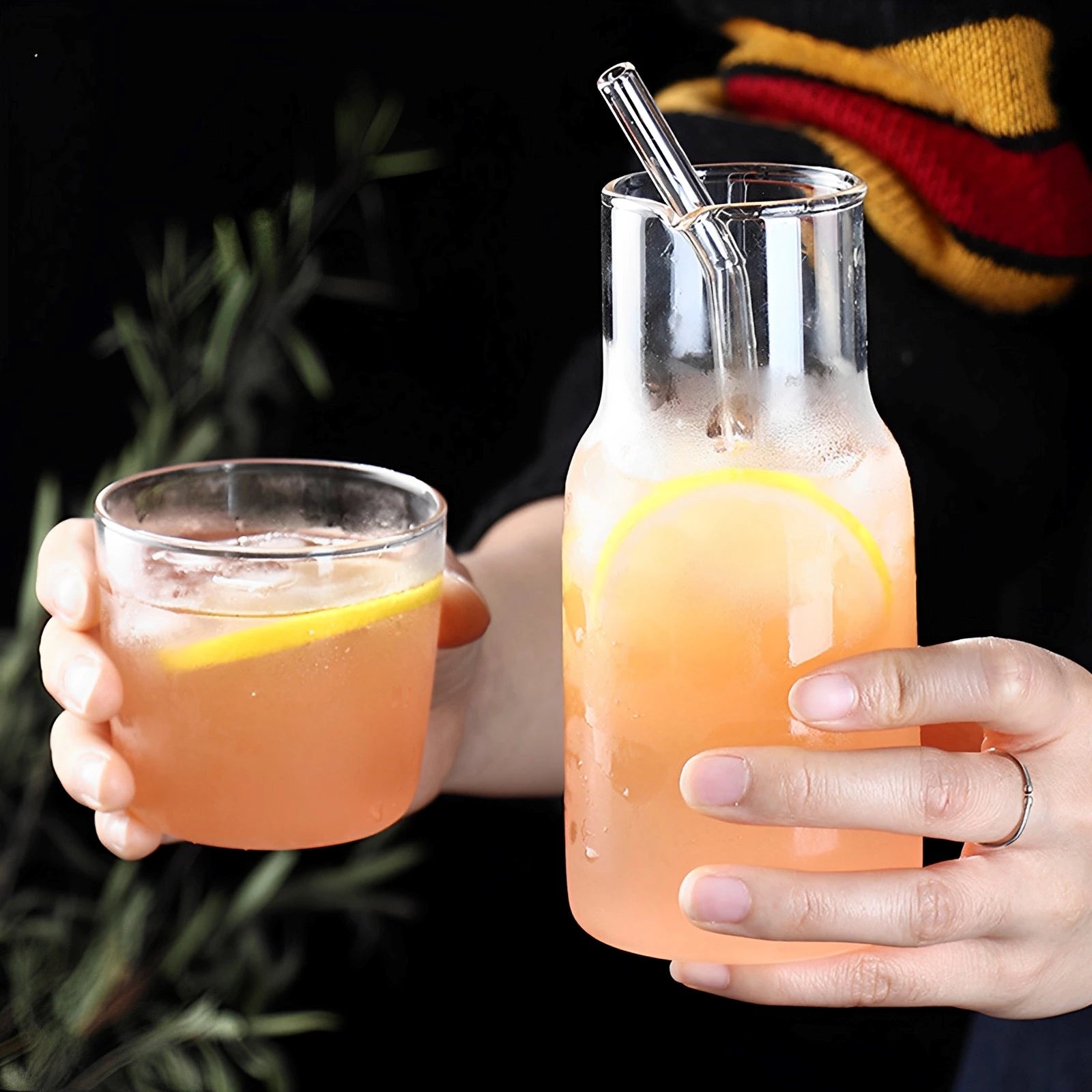 Transparent Water Carafe With Tumbler Cup Glass Water Bottle Sets Teacup Kitchen Pitcher Heat Resistant Milk Coffe Bottle Set