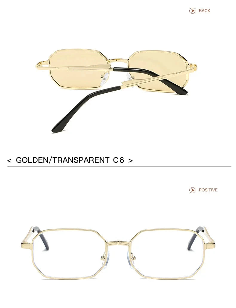 Narrow Sunglasses for Men Fashion Rectangle for Women Metal Luxury Brand Classic Sun Glasses