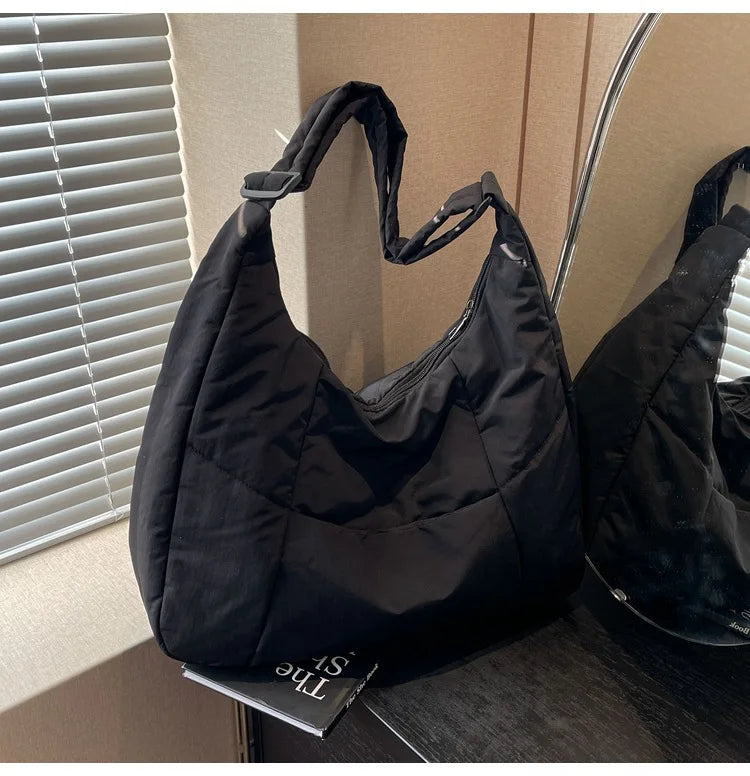 Trendy Women's Soft Cloth Shoulder Bag Solid Color Student 2026 Spring Y2k Casual Style Big Handbags Crossbody Bags for Women