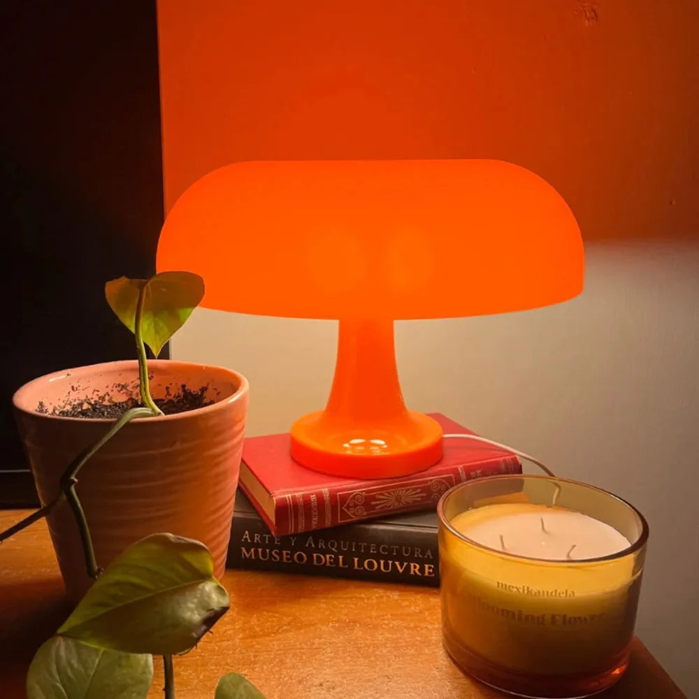 LED Mushroom table lamp minimalist modern bedroom bedside lamp Danish designer orange decorative table lamp