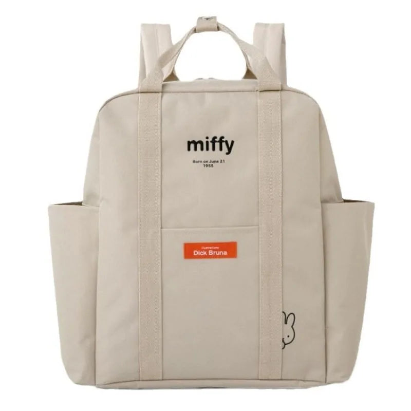 Miffy Kawaii Backpack Minimalist Black & White Cartoon Bunny Large Capacity Outdoor Casual Bag for Teens & College Students