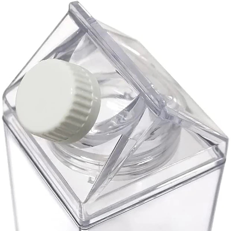 Transparent Water Gym Bottle Plastic New Reusable Clear Milk Carton Box  Juice Sport Leakproof Cup  Drinking Outdoor Camping