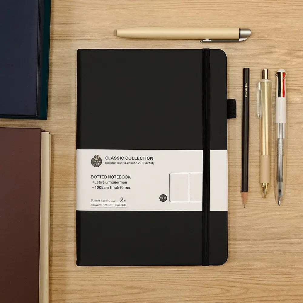 Stationery Premium A5 Notebook Bookmark Ribbon Back Pocket Journal Notebook Tie-strap Business Notebook Office