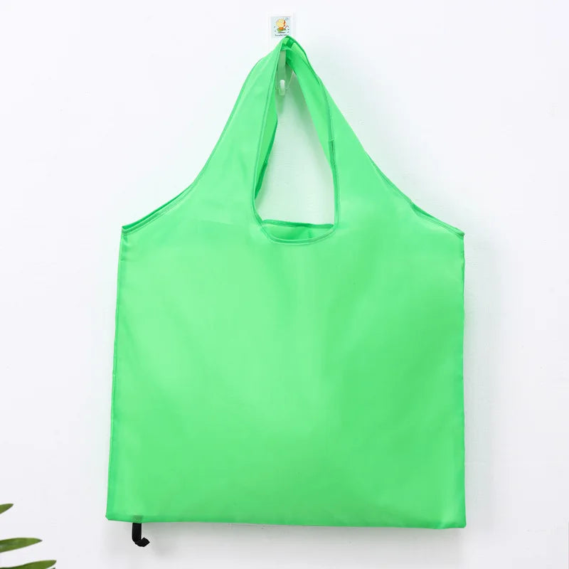Foldable Shopping Bag Reusable Travel Grocery Bag Eco-Friendly One Shoulder Handbag for Travel Solid Color Supermarket Tote Bag