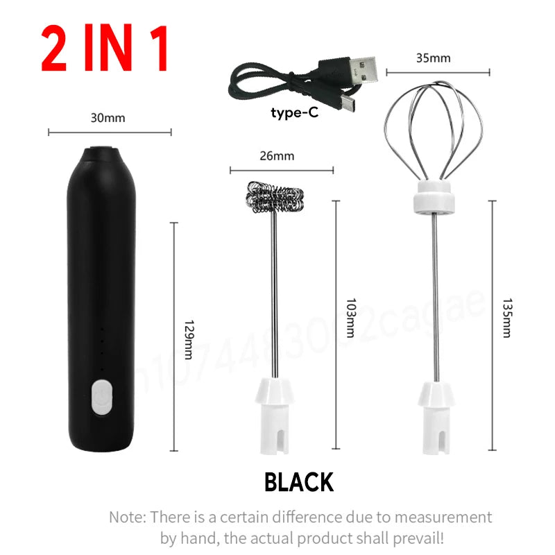 UPGRADED Electric Coffee Frother/MILK Whisk+Egg Beater MINI Food Blender USB Rechargeable Handheld Three Speeds Espresso Tools
