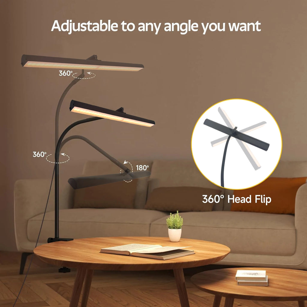 LED Desk Lamp USB Office Home Eye-Caring Architect Task Lamp 30 Lighting Modes Adjustable Flexible Gooseneck Clamp Light