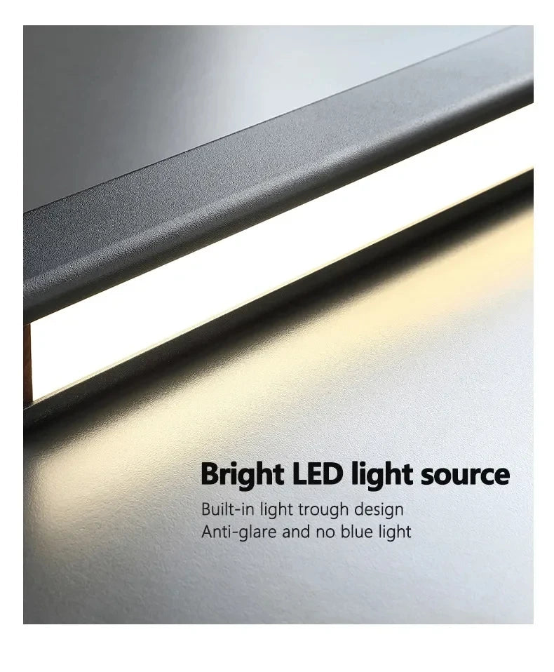 Nordic Minimalist Dining Table Pendant Lamp Modern Kitchen Bar Chandelier Black White Office Long Strip Hanging Light Fixture