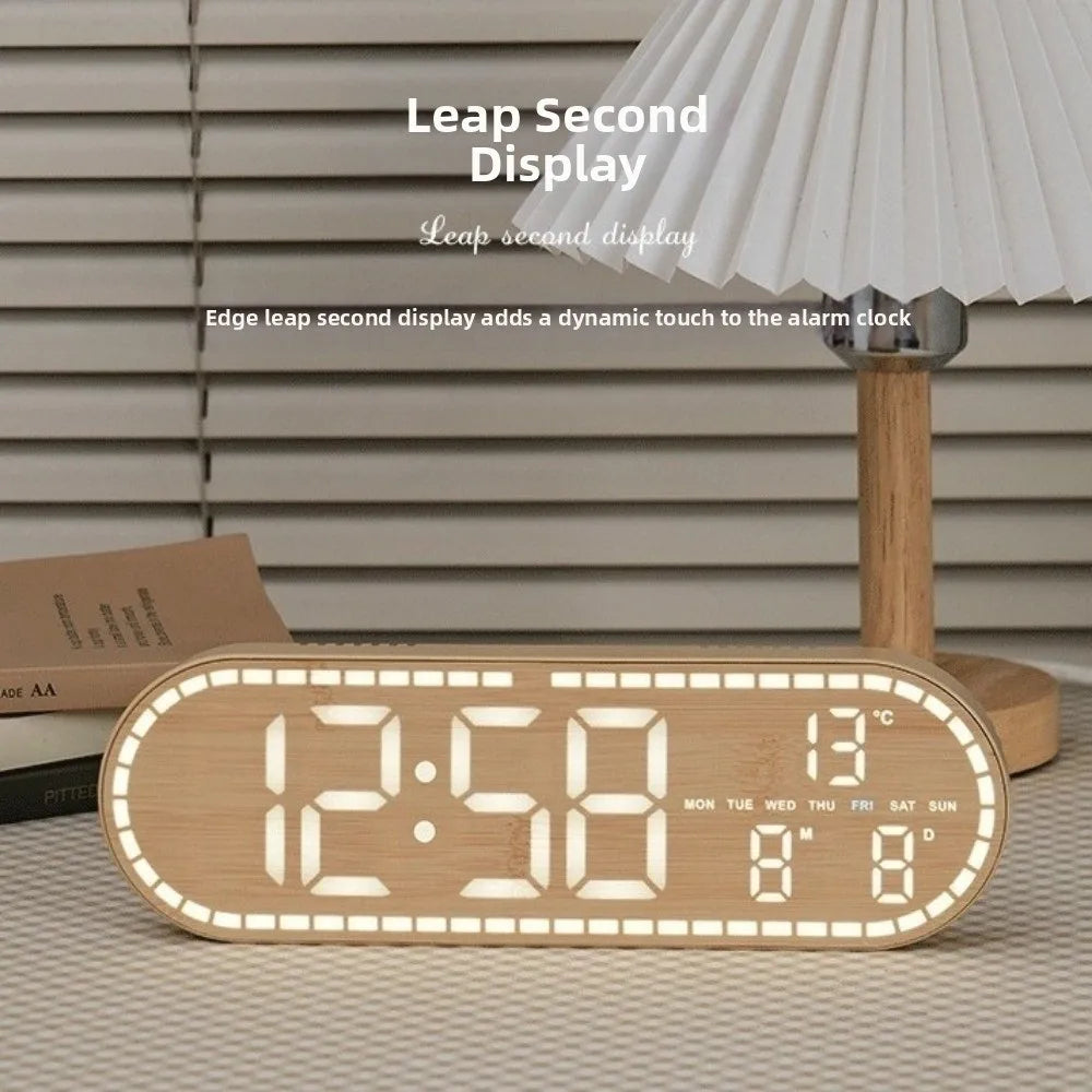 Minimalist Design Digital Wall Clock Silent Operation Nordic Style Alarm Clock Temperature Date Display Hanging Mount