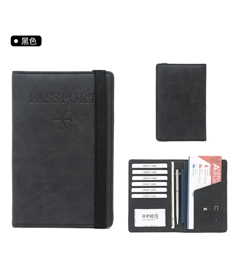 RFID Anti-Theft Brush Passport Bag, Passport Holder, Travel Ticket, Simple Fashion, Multi-Functional Passport Holder