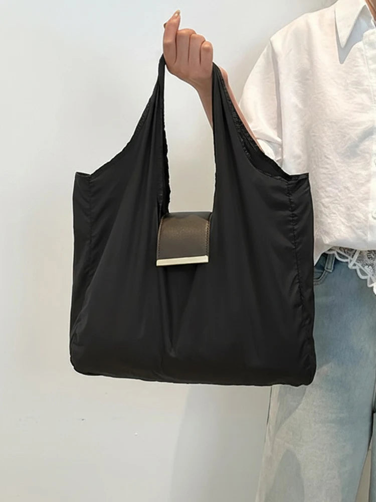 PU Leather Foldable Tote Bag Reusable Expandable Mini Organizer Bag Collapsible Travel Storage Bag Pendant Accessory Bag