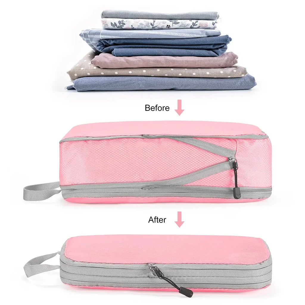 Travel Luggage Organizer Compression Packing Cubes for Carry on Luggage Large Capacity Suitcase Bags Set Waterproof Storage Bags