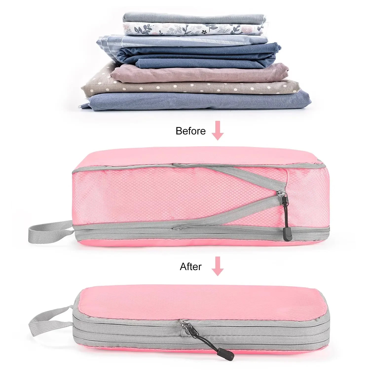 Travel Luggage Organizer Compression Packing Cubes for Carry on Luggage Large Capacity Suitcase Bags Set Waterproof Storage Bags
