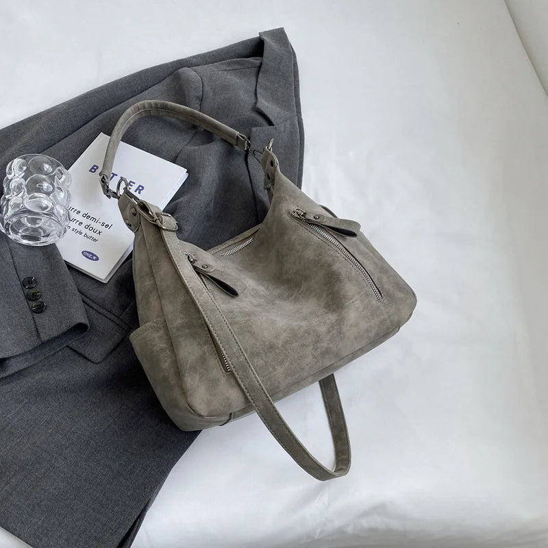 Women Crossbody Bag Luxury Designer Oblique Cross Single Shoulder Bag Large Capacity Handbags Retro Matte PU Leather Hobos