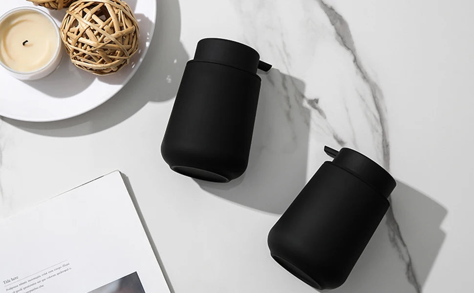 Matte Black Liquid Hand Soap Dispenser Plastic 11oz - Modern Minimalist Style for Bathroom & Kitchen Countertop Refillable