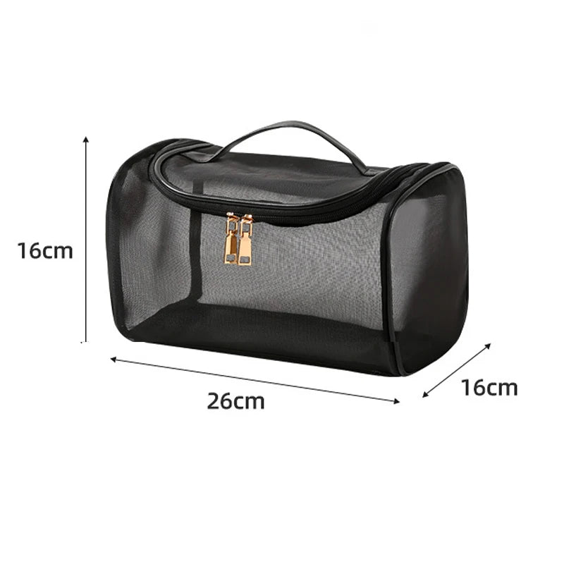 Toiletry Bag Travel Storage Cosmetic Pouch Tote Mesh Makeup Bag Shower Zipper Organizer Large Capacity Case Girl Cosmetic Pouch