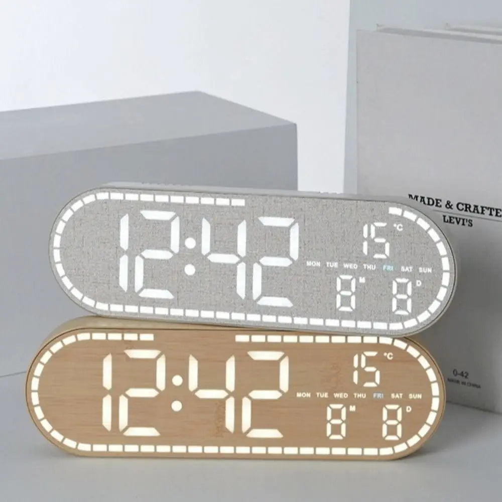 Minimalist Design Digital Wall Clock Silent Operation Nordic Style Alarm Clock Temperature Date Display Hanging Mount