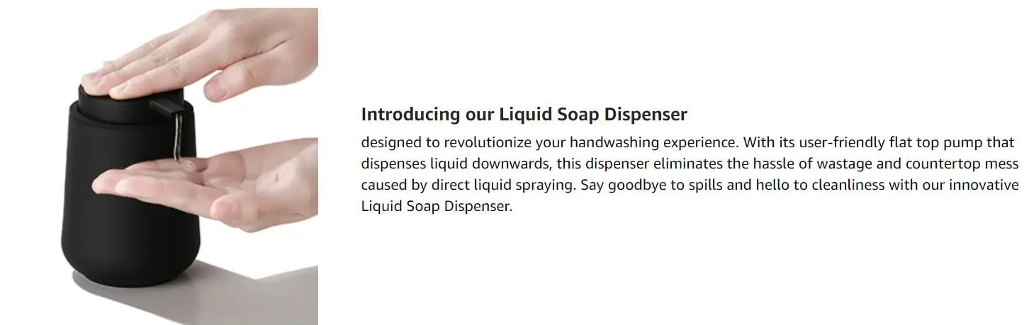 Matte Black Liquid Hand Soap Dispenser Plastic 11oz - Modern Minimalist Style for Bathroom & Kitchen Countertop Refillable