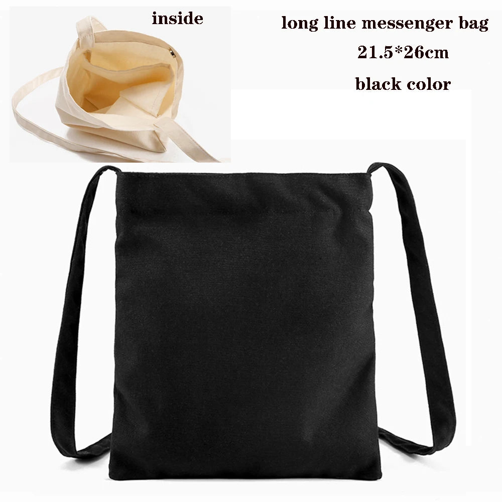 Foldable Canvas Cotton Grocery Handbag Portable Fabric Tote Bag Cloth Organizer Shopping Bag with Storage Features Black Color