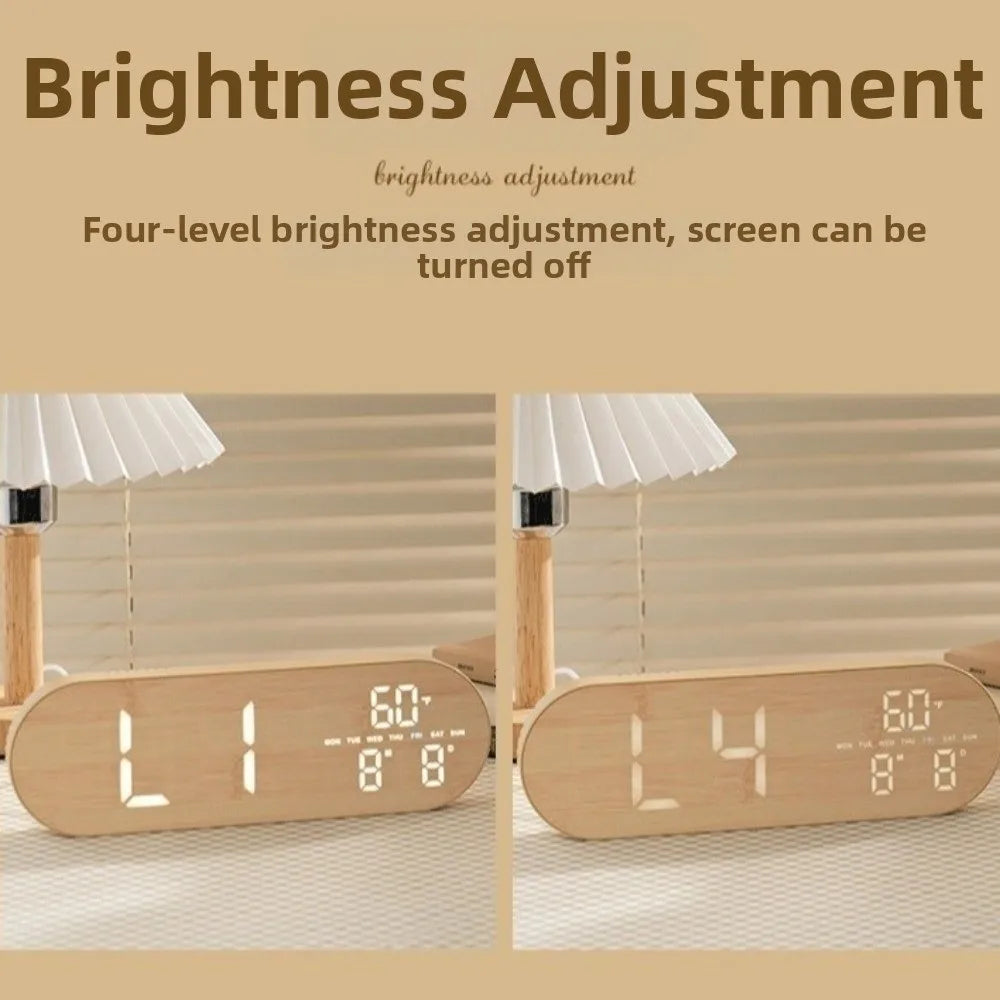 Minimalist Design Digital Wall Clock Silent Operation Nordic Style Alarm Clock Temperature Date Display Hanging Mount