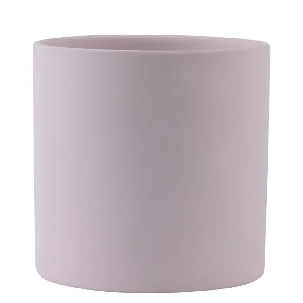 Nordic Ceramic Plant Pot with Tray Colorful Cylinder Succulent Pot Small Planter Flowerpot with Drain Hole Cactus Herb Container