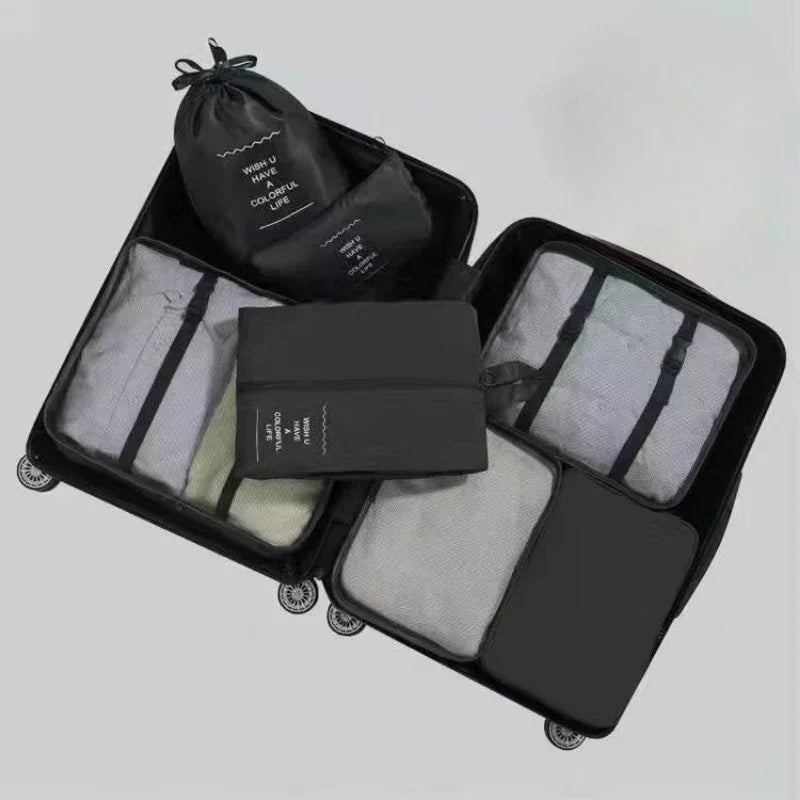 7-piece Set Travel Bag Organizer Clothes Luggage Travel Organizer Blanket Shoes Organizers Bag Suitcase Pouch Packing Cubes