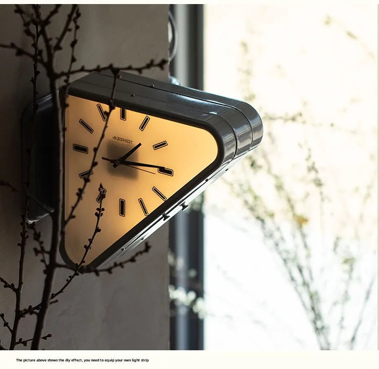 Living Room Minimalism Clocks Two-sided Wall Clocks Triangle Modern Clock Mechanism Silent Design Clock Watch for Decoration