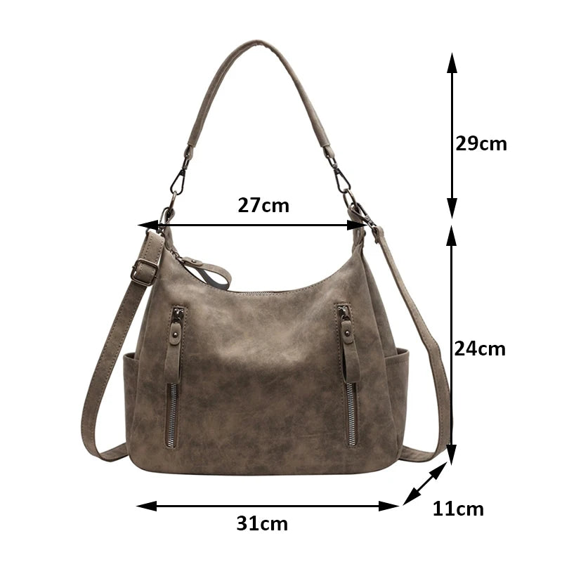Women Crossbody Bag Luxury Designer Oblique Cross Single Shoulder Bag Large Capacity Handbags Retro Matte PU Leather Hobos