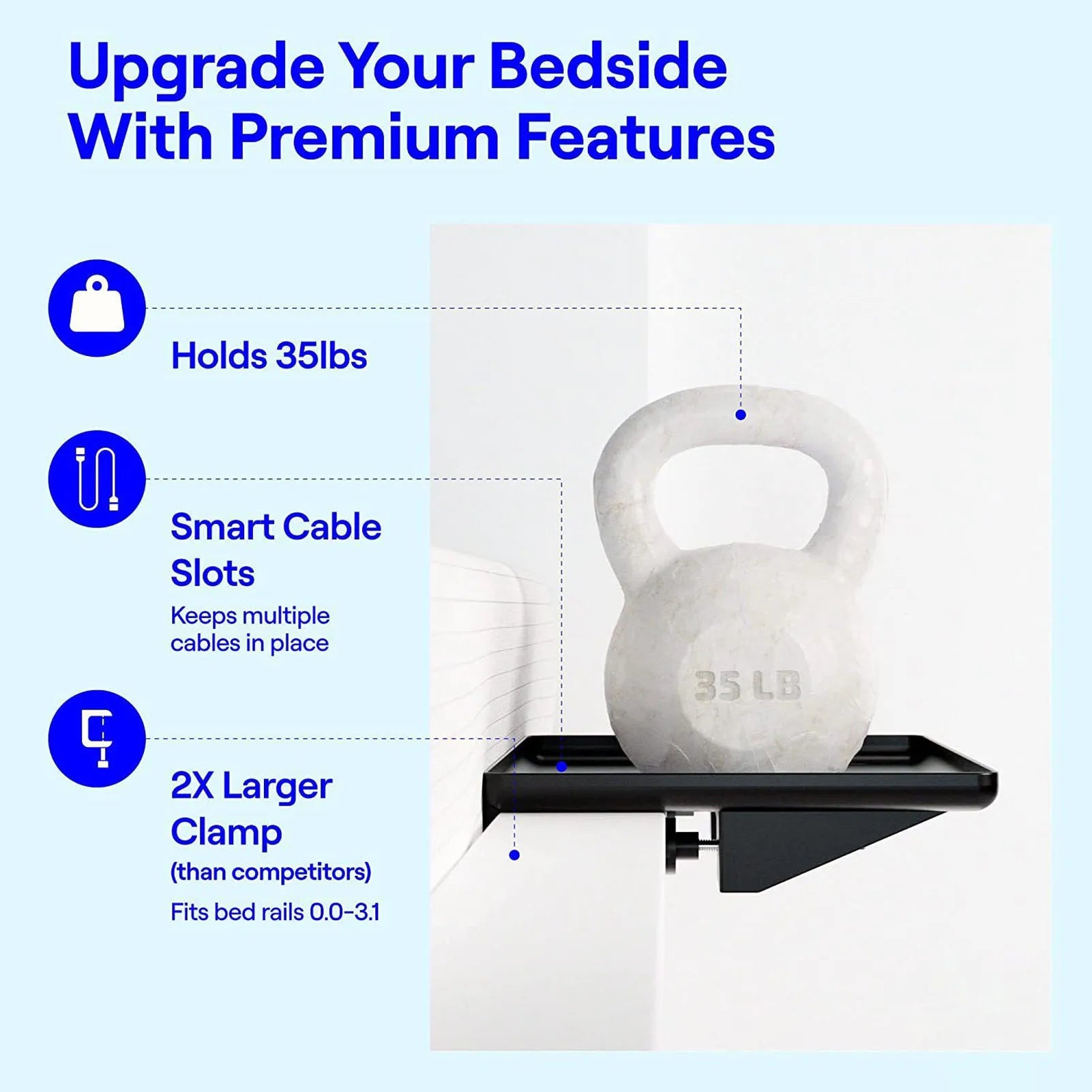 Bed Side Shelf Bedside Shelf Bed Table T Shaped Cable Hole Easy To Install Space Saving Nightstand Tray Multipurpose for Dorm