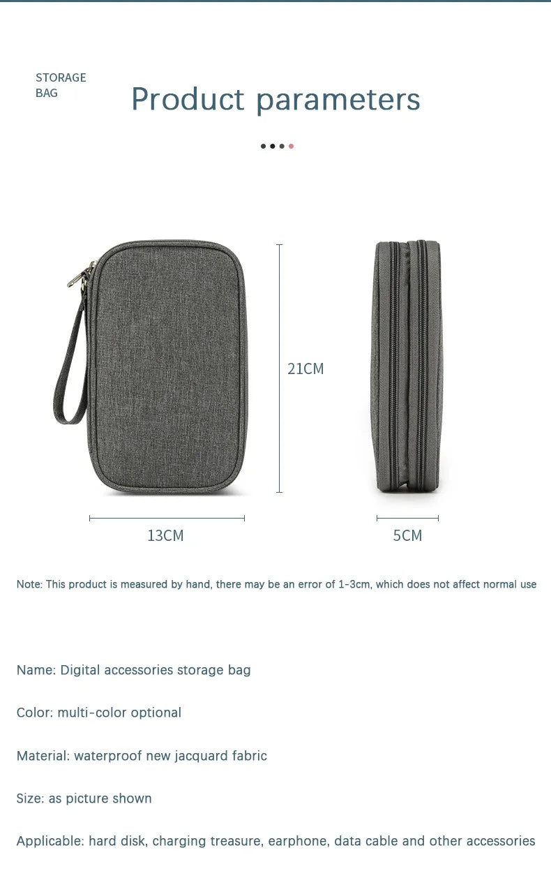 Travel Organizer Bag Cable Storage Organizers Pouch Carry Case Portable Flat waterproof digital double-layer storage bag