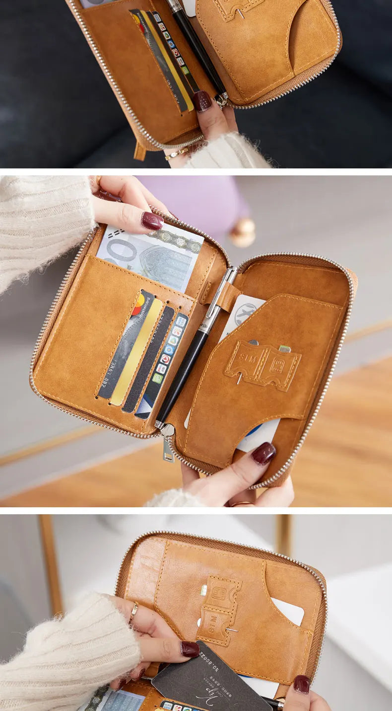 Minimalist and fashionable RFID passport holder multifunctional PU leather travel accessory passport holder wallet holder unisex