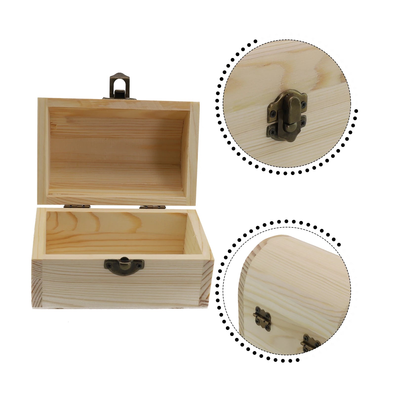 Decorate Wooden box Trinket Jewellery Keepsake Pine Plain Storage Wedding Wooden Arched Hinged Boxes Practical