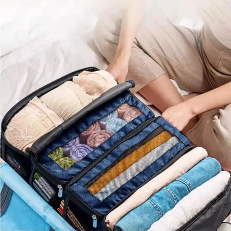Suitcase Organizer High-capacity Travel Luggage Organizer Hanging Shelve Packing Cube Closet Collapsible Hanging Storage Bags