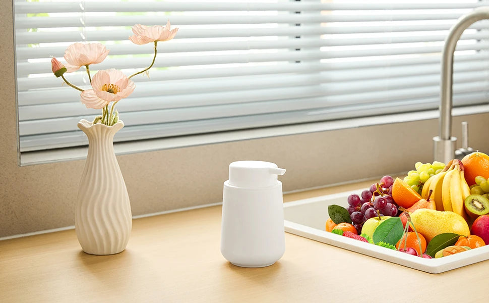 Matte Black Liquid Hand Soap Dispenser Plastic 11oz - Modern Minimalist Style for Bathroom & Kitchen Countertop Refillable